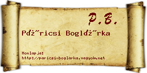 Páricsi Boglárka névjegykártya